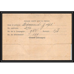 7221/ carte de Prisonnier de Guerre (War) 1914/1918 Kriegsgefangenen giessen pour Rouvenac Aude 1918