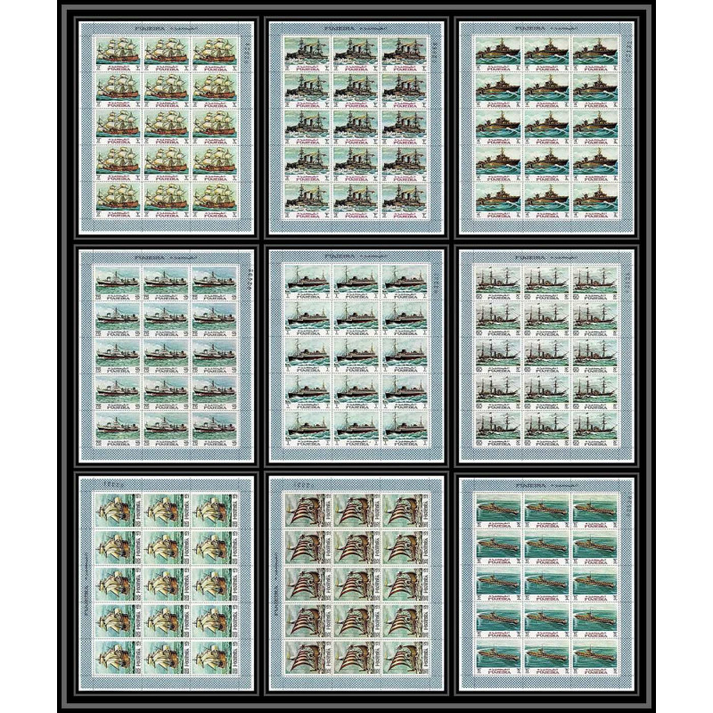 357a - Fujeira MNH ** Mi N° 234 / 242 A history of seafaring bateau (bateaux ship ships) feuilles sheets cote 180 euros