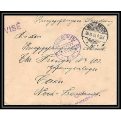 Lettre 1 2810 Prisonniers de Guerre Kriegsgefangenen war 1914/1918 censuré Diedenhofen Merlenbach p Caen calvados 1915