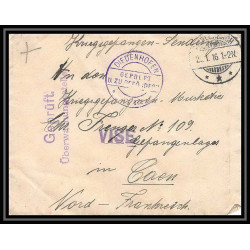 Lettre 1 2811 Prisonniers de Guerre Kriegsgefangenen war 1914/1918 censuré Diedenhofen Merlenbach p Caen calvados 1916