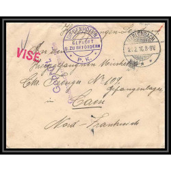 Lettre 1 2812 Prisonniers de Guerre Kriegsgefangenen war 1914/1918 censuré Diedenhofen Merlenbach p Caen calvados 1916