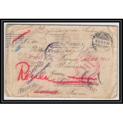 Lettre 1 2816 Prisonniers de Guerre Kriegsgefangenen war censuré Saargemünd Merlenbach Franceville calvados1916