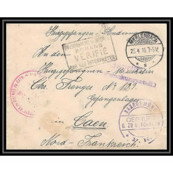 Lettre 1 2822 Prisonniers de Guerre Kriegsgefangenen war 1914/1918 censuré Saargemünd Merlenbach p Caen calvados 1916