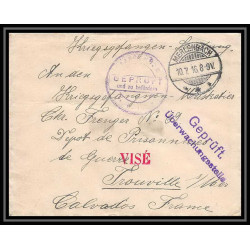 Lettre 1 2827 Prisonniers de Guerre Kriegsgefangenen war 1914/1918 censuré Saargemünd Merlenbach Trouville calvados 1916