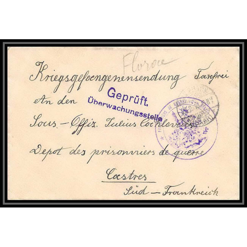 Lettre 1 2836 Prisonniers de Guerre Kriegsgefangenen war 1914/1918 censuré Sulzbach p Castres Tarn 1916