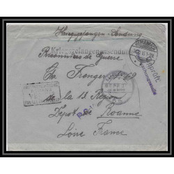 Lettre 1 2843 Prisonniers de Guerre Kriegsgefangenen war 1914/1918 censuré Saargemünd Merlenbach Roanne Loire 1916