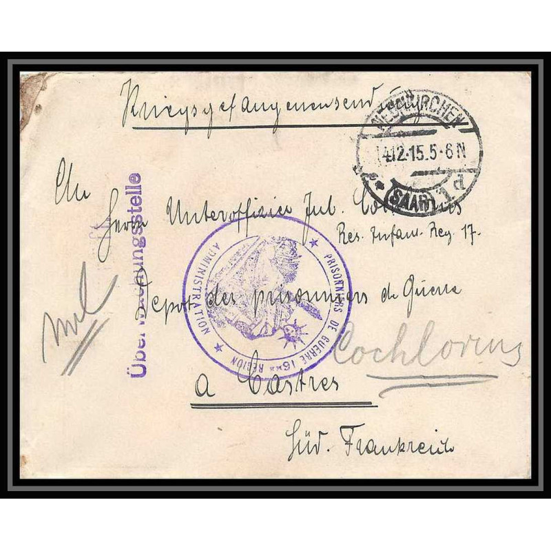 Lettre 1 2857 Prisonniers de Guerre Kriegsgefangenen war 1914/1918 censuré ? p Castres Tarn 1915