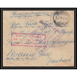 Lettre 1 2865 Prisonniers de Guerre Kriegsgefangenen war 1914/1918 censuré Strasbourg p Roanne Loire 1918