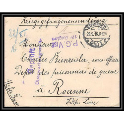 Lettre 1 2866 Prisonniers de Guerre Kriegsgefangenen war 1914/1918 censuré Strasbourg p Roanne Loire 1916