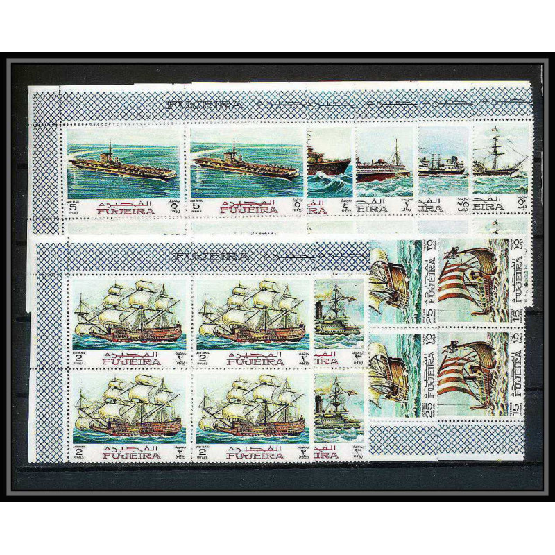 357b - Fujeira MNH ** Mi N° 234 / 242 A history of seafaring bateau (bateaux ship ships) bloc 4 cote 48 euros