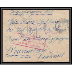 Lettre 1 2892 Prisonniers de Guerre Kriegsgefangenen war 1914/1918 censuré Strasbourg pour Roanne Loire 1918