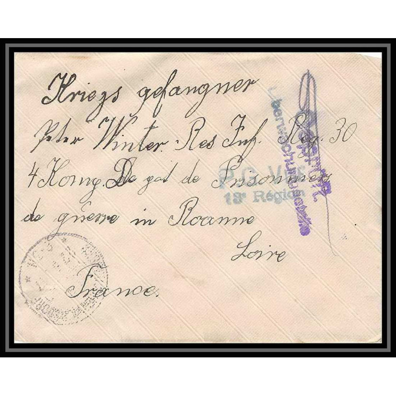 Lettre 1 2895 Prisonniers de Guerre Kriegsgefangenen war 1914/1918 censuré kerprich hemmersdorf p Roanne Loire 1917