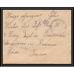 Lettre 1 2898 Prisonniers de Guerre Kriegsgefangenen war 1914/1918 censuré kerprich hemmersdorf p Roanne Loire 1917