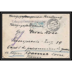 Lettre 1 2911 Prisonniers de Guerre Kriegsgefangenen war 1914/1918 censuré Saarbrucken 3 p Roanne Loire 1917