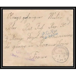 Lettre 1 2913 Prisonniers de Guerre Kriegsgefangenen war 1914/1918 censuré kerprich hemmersdorf p Roanne Loire 1917