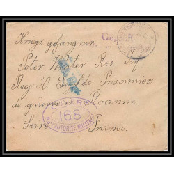 Lettre 1 2914 Prisonniers de Guerre Kriegsgefangenen war 1914/1918 censuré kerprich hemmersdorf p Roanne Loire 1917