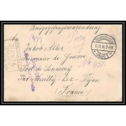 Lettre 1 2946 Prisonniers de Guerre Kriegsgefangenen war 1914/1918 censuré Neunkirchen p Neuilly-lès-Dijon 1916