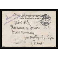 Lettre 1 2950 Prisonniers de Guerre Kriegsgefangenen war 1914/1918 censuré Saarbrucken 3 p Neuilly-lès-Dijon 1916