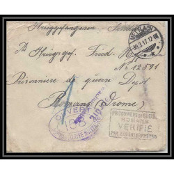 Lettre 1 2958 Prisonniers de Guerre Kriegsgefangenen war 1914/1918 censuré Mettlach p Romans Drome 1917