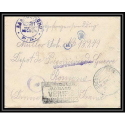 Lettre 1 2967 Prisonniers de Guerre Kriegsgefangenen war 1914/1918 censuré ? p Romans Drome 1917