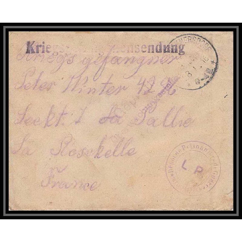 Lettre 1 2979 Prisonniers de Guerre Kriegsgefangenen war 1914/1918 censuré kerprichhemmersdorf La Rochelle Charente 1916