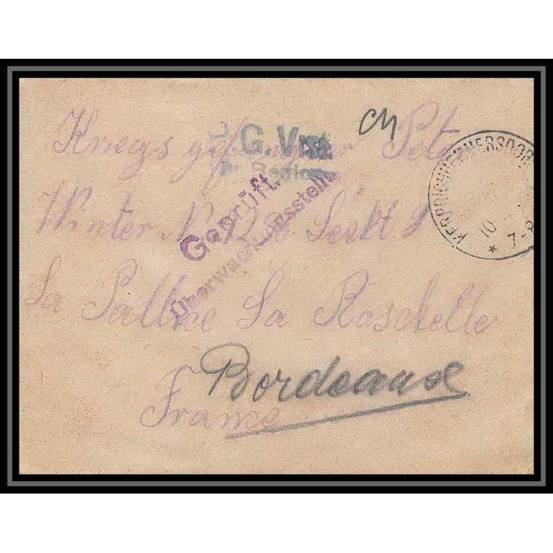 Lettre 1 2980 Prisonniers de Guerre Kriegsgefangenen war 1914/1918 censuré kerprichhemmersdorf La Rochelle Charente 1916