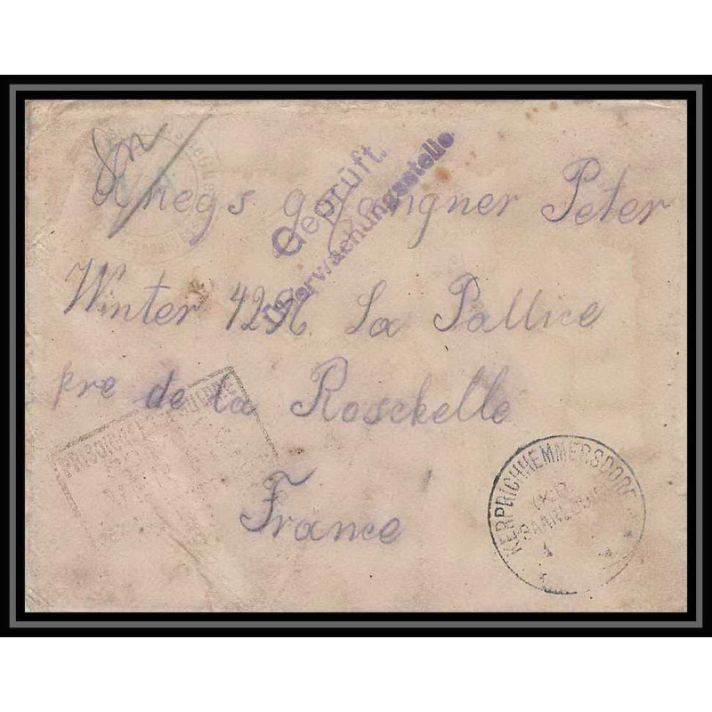 Lettre 1 2982 Prisonniers de Guerre Kriegsgefangenen war 1914/1918 censuré kerprichhemmersdorf La Rochelle Charente 1917