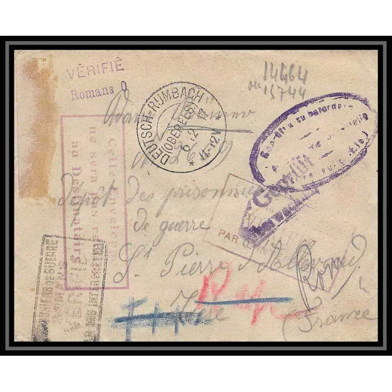 Lettre 1 2985 Prisonniers de Guerre Kriegsgefangenen war 1914/1918 censuré rumbach p Saint-Pierre-d'Allevard isère 1917