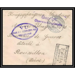 Lettre 1 2995 Prisonniers de Guerre Kriegsgefangenen war 1914/1918 censuré olwerschied ? p Roussillon isère 1916
