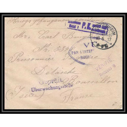 Lettre 1 2997 Prisonniers de Guerre Kriegsgefangenen war 1914/1918 censuré Battersheim p Roussillon isère 1917