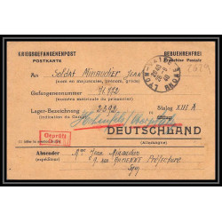 Lettre 2629 Prisonniers de Guerre Kriegsgefangenen war 1939/1945 Stalag 13A Camp 2392 D51 