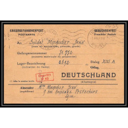 Lettre 2633 Prisonniers de Guerre Kriegsgefangenen war 1939/1945 Stalag 13A Camp 2392 D42 