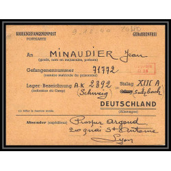 Lettre 2640 Prisonniers de Guerre Kriegsgefangenen war 1939/1945 Stalag 13A Camp 2392 D26