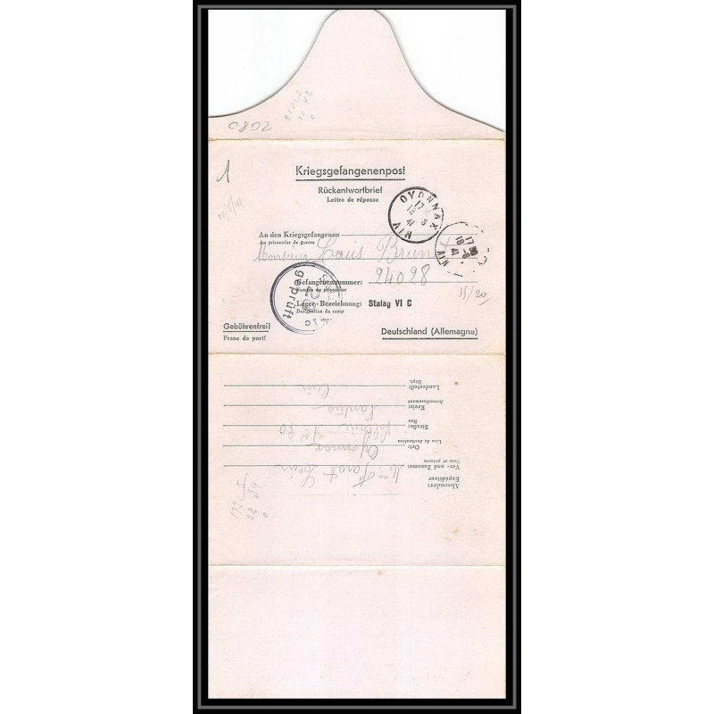 Lettre 2680 Prisonniers de Guerre Kriegsgefangenen war 1939/1945 Stalag VI - 28