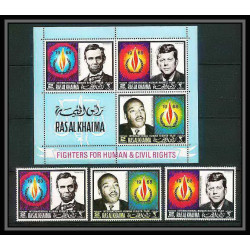 358c - Ras Al Khaima MNH ** Mi N° 226 / 228 A + bloc N° 41 A human rights Kennedy Lincoln Luther king 