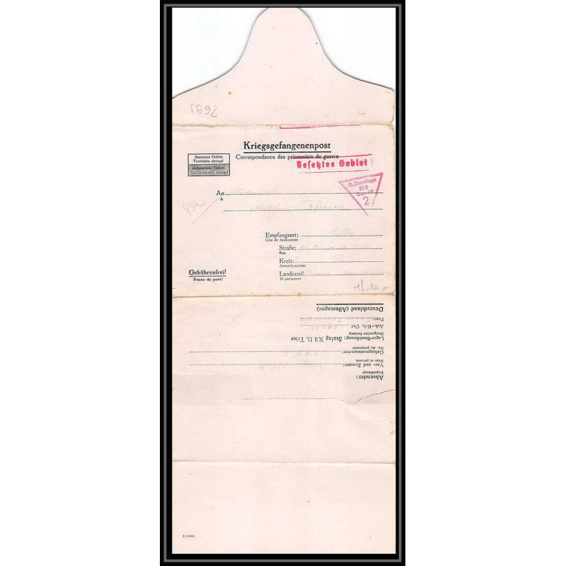 Lettre 2691 Prisonniers de Guerre Kriegsgefangenen war 1939/1945 Stalag 12D - 2
