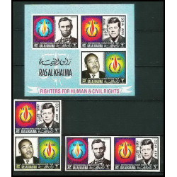 359e - Ras Al Khaima MNH ** Mi bloc N° 125 B + se tenant overprint Kennedy LINCOLN LUTHER LING 