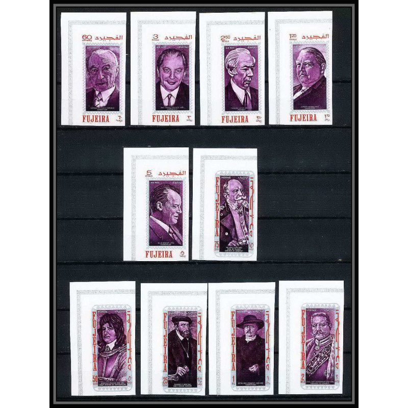 360 Fujeira MNH ** Mi N° 495 / 504 B non dentelé (Imperf) personalities from german history bismarck adenauer heuss