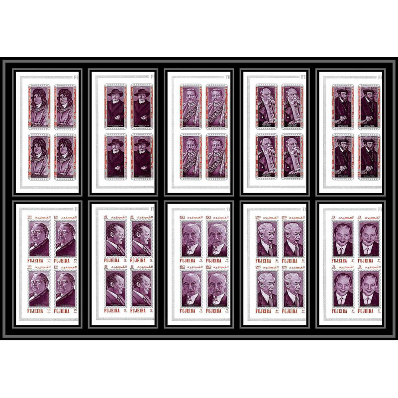 360a Fujeira MNH ** Mi N° 495 / 504 B Non dentelé imperf personalities from german history cote 60 euros bloc 4