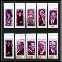 360c Fujeira MNH ** Mi N° 495 / 504 B Non dentelé imperf personalities from german history bismarck adenauer heuss