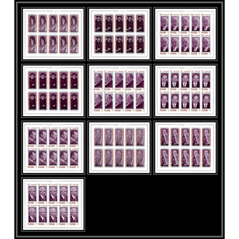 360d Fujeira MNH ** Mi N° 495 / 504 B Non dentelé imperf personalities from german history cote 150 feuilles sheets