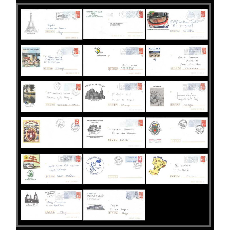 1565/ France Entier Stationery Prêts-à-poster lot de 17 Repiquages Luquet différents 