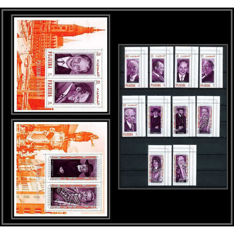 361b - Fujeira MNH ** Mi N° 495 / 504 + blocs BC 25 A personalities from german history bismarck heuss brandt adenauer