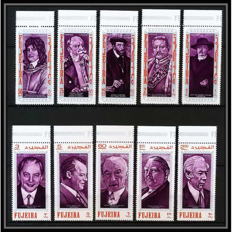 361c - Fujeira MNH ** Mi N° 495 / 504 A personalities from german history bismarck heuss brandt adenauer von Bismarck 