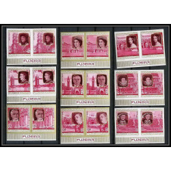 363a - Fujeira MNH ** Mi N° 475 / 484 B English Royalty history non dentelé (Imperf) churchill henri 7 elisabeth 