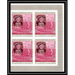 363b Fujeira MNH ** Mi N° 475 / 484 B English Royalty history non dentelé (Imperf) churchill henri 7 Bloc 4 cote 44