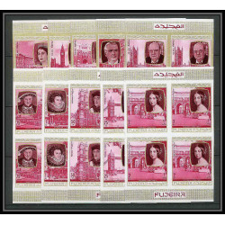 363c Fujeira MNH ** Mi N° 475 / 484 B English Royalty history non dentelé (Imperf) churchill henri 7 Bloc 4 cote 44
