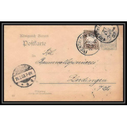 2172/ Allemagne bayern (germany) Entier Stationery Carte postale (postcard) N°59 gris Fürth Uerdingen 1903 + complement