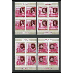 363c Fujeira MNH ** Mi N° 475 / 484 B English Royalty history non dentelé (Imperf) churchill henri 7 Bloc 4 cote 44