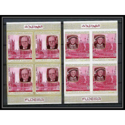 363c Fujeira MNH ** Mi N° 475 / 484 B English Royalty history non dentelé (Imperf) churchill henri 7 Bloc 4 cote 44